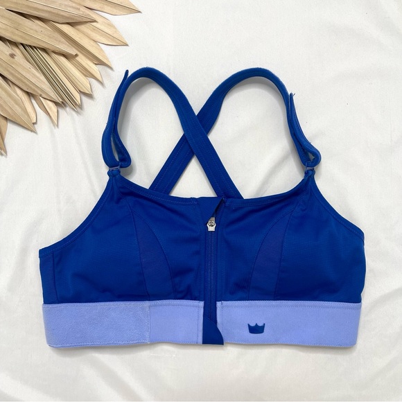 Shefit Ultimate High Impact Padded Zipper Front Blue Gym Sports Bra Size Medium - Picture 1 of 6